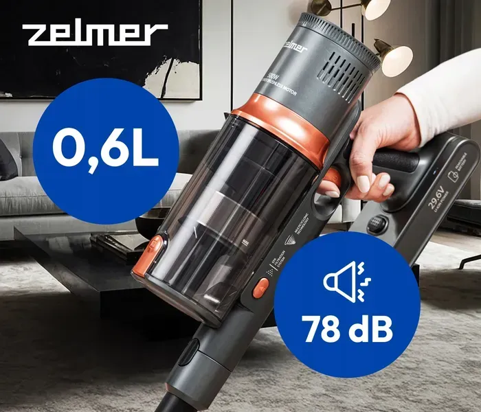 0,6 л без мішків, 78 дБ — Zelmer ZSVC911B PET Paweł